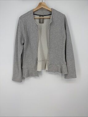 Anthropologie Dolan Heather Gray Open-Front Ruffle Jacket